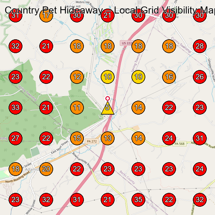 Country Pet Hideaway GeoGrid visibility map for Paving Contractor in None